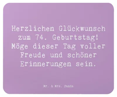 Produktbild von Mr. & Mrs. Panda Mousepad Spruch 74. Geburtstag Freude - Lavendeltraum - Geschenk, Geburtstagsfeier, Ideen, mousematte, Glückwunsch, laptop, Mouse Pad, pc, Mauspad, Alter