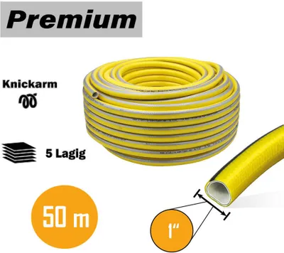 Produktbild von Premium Gartenschlauch 1" Zoll 50m 5-lagig knickfrei verdrehsicher