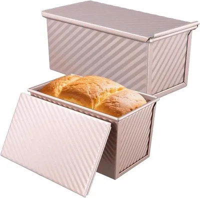 Productafbeelding van Set van 2 broodbakvormen met deksel 19 x 9,5 x 8 cm en 21 x 12 x 11 cm, antiaanbak