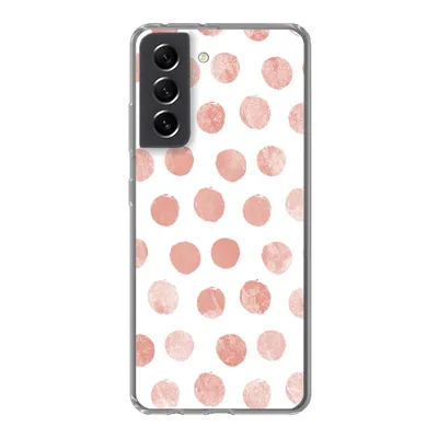 Produktbild von MuchoWow® Handyhülle Schutzhülle Hülle für Samsung Galaxy S21 FE Polka dots - Rosa - Weiß Silikon Softcase Handy Hülle - Mobiltelefonhülle