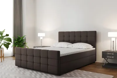 Produktbild von Boxspringbett Schlafzimmerbett SENON 160x200cm Stoff Braun inkl. Bettkasten