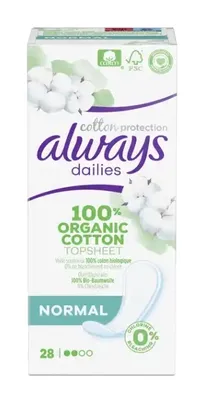 Zdjęcie produktu dla Always Daily Protection Bawełna Wkładki higieniczne normal, 28 sztuk (PRODUKT Z NIEMIEC)