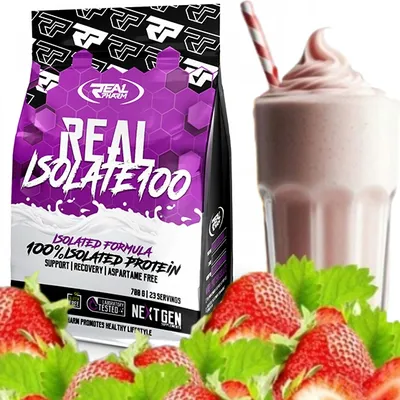 Immagine prodotto di Real Pharm Real Isolate 100 WPI 700 g WEPEI ISOLATE proteine in polvere del siero di latte isolate gusto: FRAGOLA