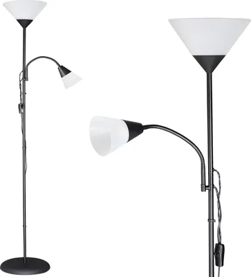 Produktbild von MONZANA® Stehlampe 175 cm Schwarz Verstellbar Stehleuchte Standleuchte Lampe Deckenfluter Fluter Deckenstrahler Leselampe