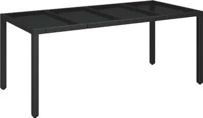 Obrázok produktu pre vidaXL Záhradný stôl so sklenenou doskou čierny 190x90x75 cm Poly ratan