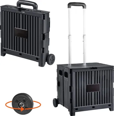 Produktbild von Klappbarer Einkaufstrolley - Trolley mit Einkaufskorb - Klappbarer Einkaufswagen - Einkaufsbox aus PP Klappbox