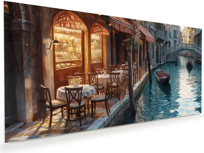 Produktbild von Glasbild 80x40cm in XXL für Wohnzimmer, Schlafzimmer Motiv Sonnenuntergang Venedig