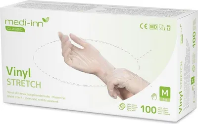Produktbild von Medi-Inn Vinylhandschuhe Vinyl Stretch - Gr. M - 1000 Einmalhandschuhe