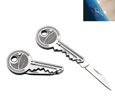 Produktbild von Schlüsselmesser Klappmesser Edelstahl 2er Set Brieföffner Schlüsselanhänger