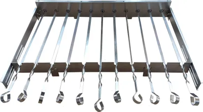 Produktbild von walexo Spießdreher, Edelstahl, 5V USB-Motor, für 11 Spieße, Breite 27-42 cm, Länge 60 cm, Vierkantaufnahme 6x6mm, Spieße 600x10x1.5mm, Spießabstand 5 cm, ca. 4.5kg, 2 U/min, für Mangal-Grills