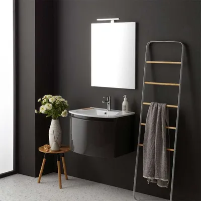 Immagine prodotto di Mobile bagno con lavabo sospeso grigio lucido specchio rettangolare | Riva