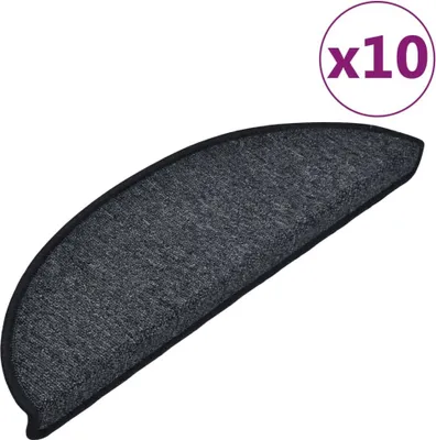 Produktbild von vidaXL Stufenmatten 10 Stk. 56x17x3 cm Anthrazit Halbrund