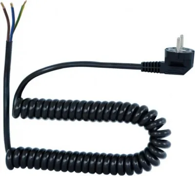 Image de Câble de raccordement spiralé - fiche coudée 3x1,00 05VVH8-F noir - 10 m