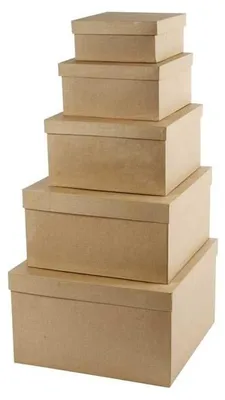 Produktbild von Quadratische Schachteln, H 8+10+13+15+17,5 cm, L 15,5+20+25+30+35,5 cm, B 15,5+20+25+30+35,5 cm, 5 Stk/ 1 Pck [HOB-26465]