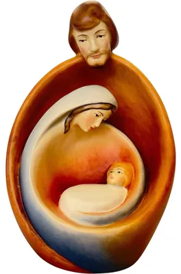 Holz-Krippenfigur Heilige Familie mit Gesicht, 18 cm, handbemalt