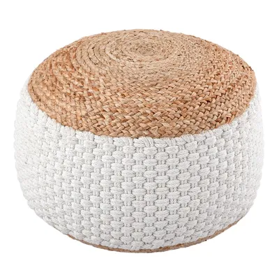 Produktbild von Sitzpouf Jute Sitzhocker Deko Hocker natur Sitzpouf Fußhocker weiß