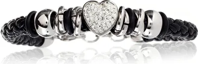 Immagine prodotto di Bracciale unisex in pelle con elementi in acciaio inossidabile motivo cuore SB8878