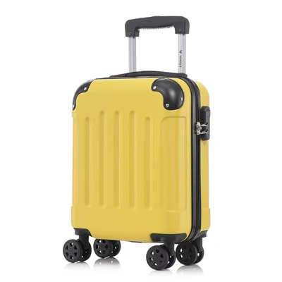 Produktbild von Koffer Trolley Reisekoffer Suitcase, Rollkoffer Handgepäck ,mit 4 Rollen360°, Hartschalenreisekoffer, Zahlenschloss, Weicher Gummigriff(S,Gelb)