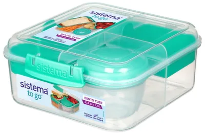 Image de Sistema 1250 ml lunch box "BENTO CUBE" + pot de yaourt 21685-8T- transp / MINT