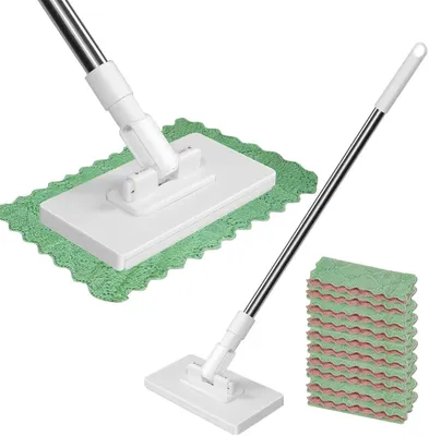 Produktbild von Wischmopp Set mit Druck-Klemm-System und 10Mikrofaserpads für engste BereicheWir