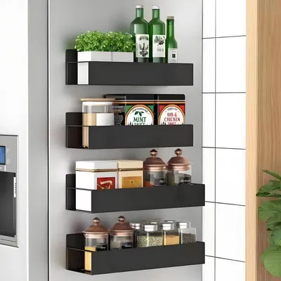 Image de Omgoods - Étagère magnétique pour épices, pour réfrigérateur, lot de 4 pièces