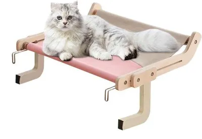 Productafbeelding van Kattenraamstok - Kattenhangmat - Katten ontspannen - Verstelbaar hangmatontwerp - 47x38x21cm - Roze