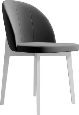 Produktbild von Stuhl Luxor II mit Holzbeine, Polsterstuhl im modernes Design für Esszimmer (Stoff: riviera 96 - dunkelgrau, Beinfarbe: Weiß)