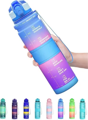 Zdjęcie produktu dla Coolfel 500ml Butelka do picia dla dzieci Szczelna sportowa bez BPA Dziewczynki Chłopcy Szkoła Siłownia 500ml Niebiesko-różowo-fioletowa