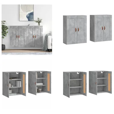 Produktbild von vidaXL Wandschränke 2 Stk. Betongrau Holzwerkstoff - Wandschrank - Wandschränke - Schrank - Lagerschrank