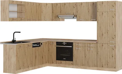 Immagine prodotto di Cucina angolare completa Vicco R-Line Rovere artigianale/rovere Goldkraft 287 x 46 cm senza piano di lavoro, Model 48912