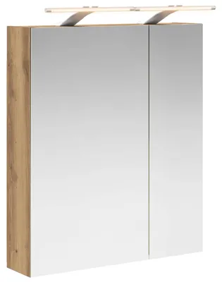 Zdjęcie produktu dla Szafka łazienkowa z lustrem vidaXL, styl rustykalny, dąb, 60 x 14,5 x 70 cm