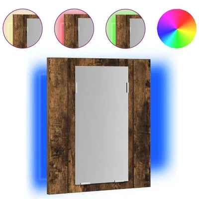 Productafbeelding van vidaXL LED-spiegelschaaf, gerookt eikenfineer, 40x12x45 cm, houtvezel