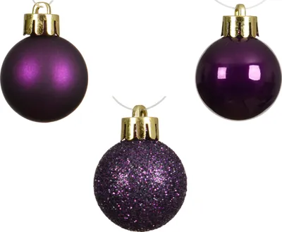 Produktbild von Weihnachtskugeln Feige bruchfest Ø 3 cm aus Kunststoff - 14er Set