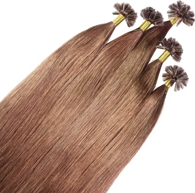 Produktbild von hair2heart Premium Extensions Echthaar Bondings glatt - 25 Strähnen 0.8g 50cm 8/1 hellblond asch