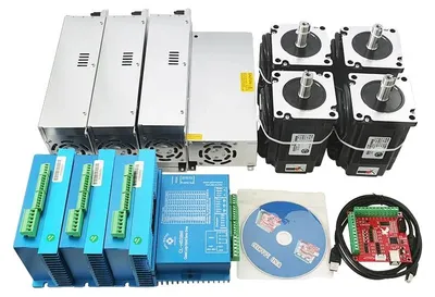 Obrázok produktu pre 4-osový CNC systém s ovládačom HSS860, hybridným servomotorom, jednoduchým servopovolačom, 48 V napájacím zdrojom, súprava 4 osí 8,0 N