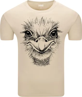 Produktbild von Diarbo Herren T-Shirt mit Tierliebhaber Druck Straußenkopfskizze Beige Gr.XL
