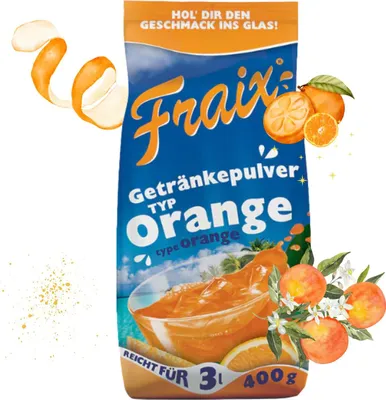 Produktbild von FRAIX Getränkepulver Orange 1 x 400g Fruitt Instant Pulver mit Frucht Geschmack