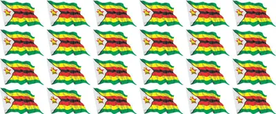 Produktbild von Mini Aufkleber Set - Pack wehend - 33x20mm - selbstklebender Sticker - Simbabwe - Flagge / Banner / Standarte fürs Auto, Büro, zu Hause und die Schule - 24 Stück