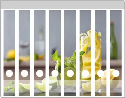 Produktbild von Wallario Ordnerrücken Sticker, selbstklebend für schmale Ordner, 8 Stück, Motiv Cocktails mit Limetten und Zitronen