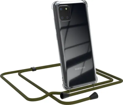 Produktbild von EAZY CASE Handykette kompatibel mit Samsung Galaxy Note 10 Lite, Handyhülle mit Umhängeband, Handykordel, Schutzhülle Clear, Band in Grün