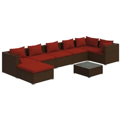 Produktbild von vidaXL 8-tlg. Garten-Lounge-Set mit Kissen Poly Rattan Braun