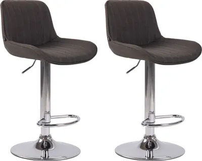 Produktbild von 2er Set Barhocker Lentini Stoff chrom dunkelgrau