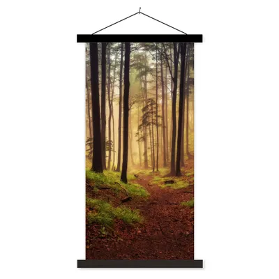Produktbild von MuchoWow® Textilposter Bäume - Natur - Wald 40x80 cm mit schwarzem Rahmen - Wandemalerei