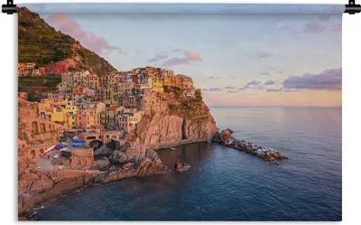 Produktbild von MuchoWow® Wandteppich Wandbehang Eine orangefarbene Cinque Terre bei tiefstehender Sonne in Italien 60x40 cm Tapisserie Dekoration Wandtuch - Wanddekorationen
