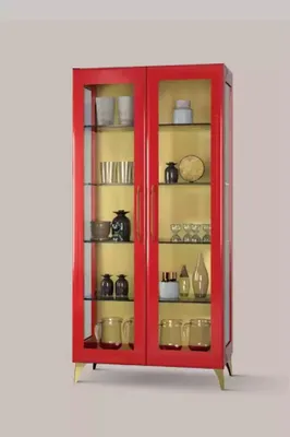 Immagine prodotto di Vetrina Beautiful Red Glass Cabinet Vetrine legno vetro soggiorno moderno lusso