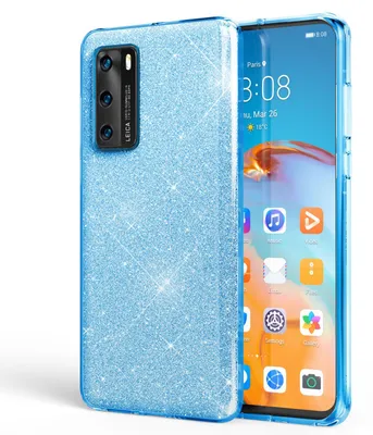 Produktbild von NALIA Glitzer Handyhülle für Huawei P40, Glitzer Handy Hülle Bling Cover Schutz Tasche Türkis