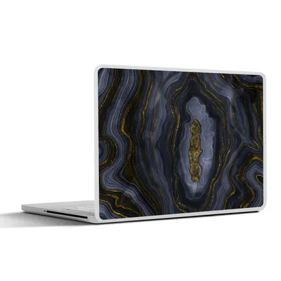 Produktbild von MuchoWow® Laptop Aufkleber Sticker Cover Geode - Achat - Schwarz & Gold 30x21 cm - Sticker für Laptop - Selbstklebend