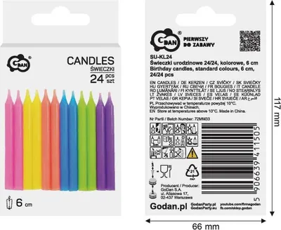 Produktbild von Geburtstagskerzen 6 cm, 24 Stück – Godan