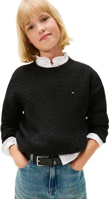 Immagine prodotto di Maglione da bambina Tommy Hilfiger, modello a coste, colore nero