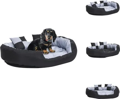 Produktbild von vidaXL Hundekissen Wendbar und Waschbar Grau und Schwarz 110x80x23 cm - Hundebetten